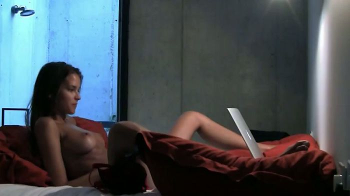 Adorable brunette masturbates on camera