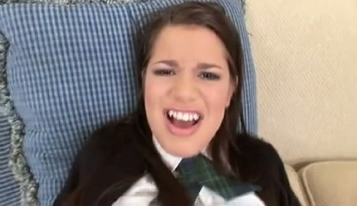 Young schoolgirl takes a big dick